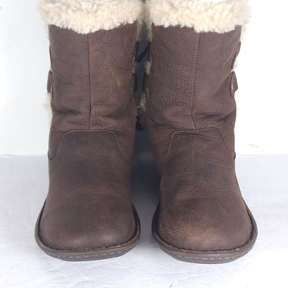 UGG Women's Akadia US 8 Brown Leather Shearling Lined Lace Up Winter Boots - Picture 4 of 13